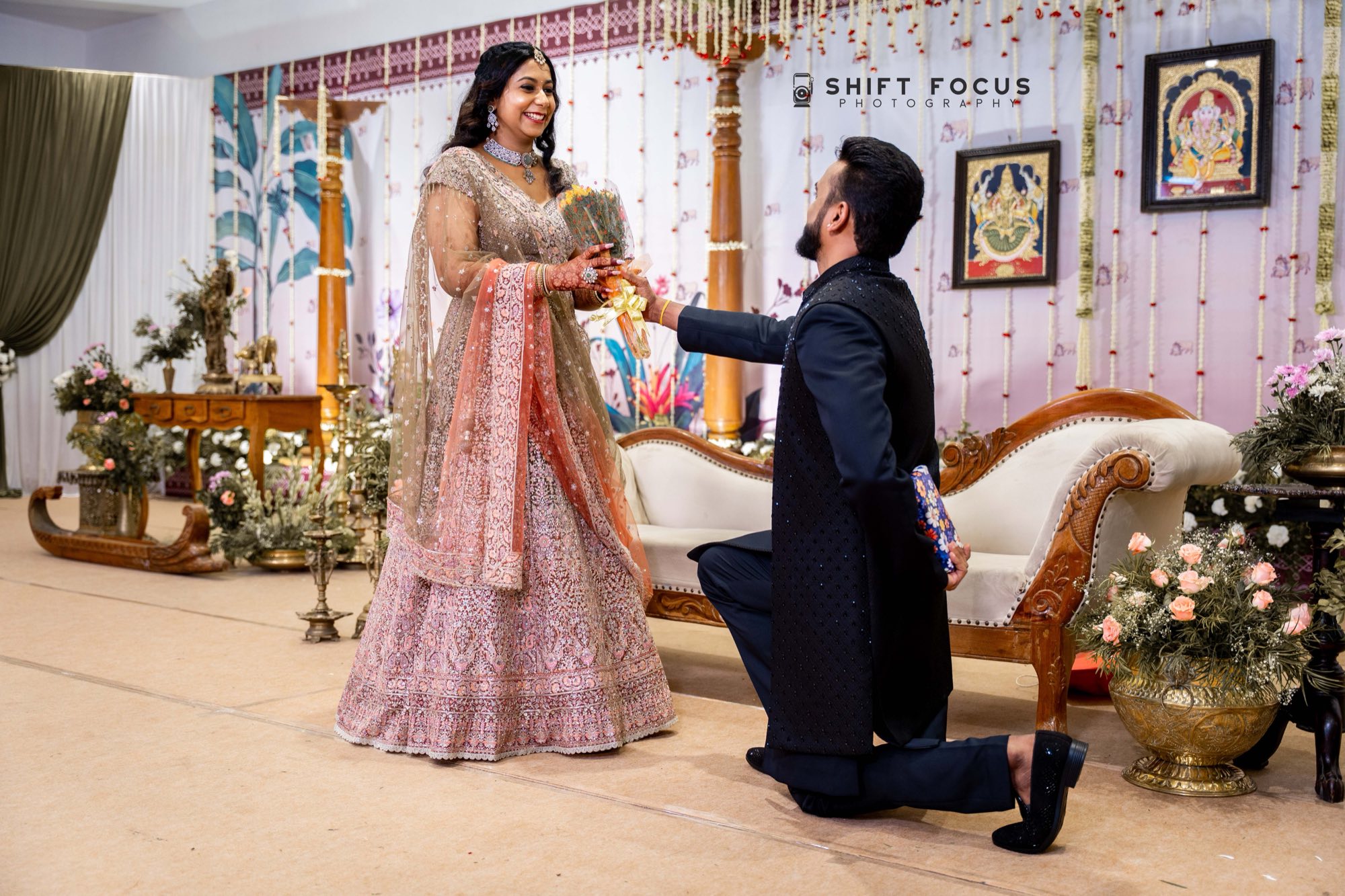 Groom on one knee proposing